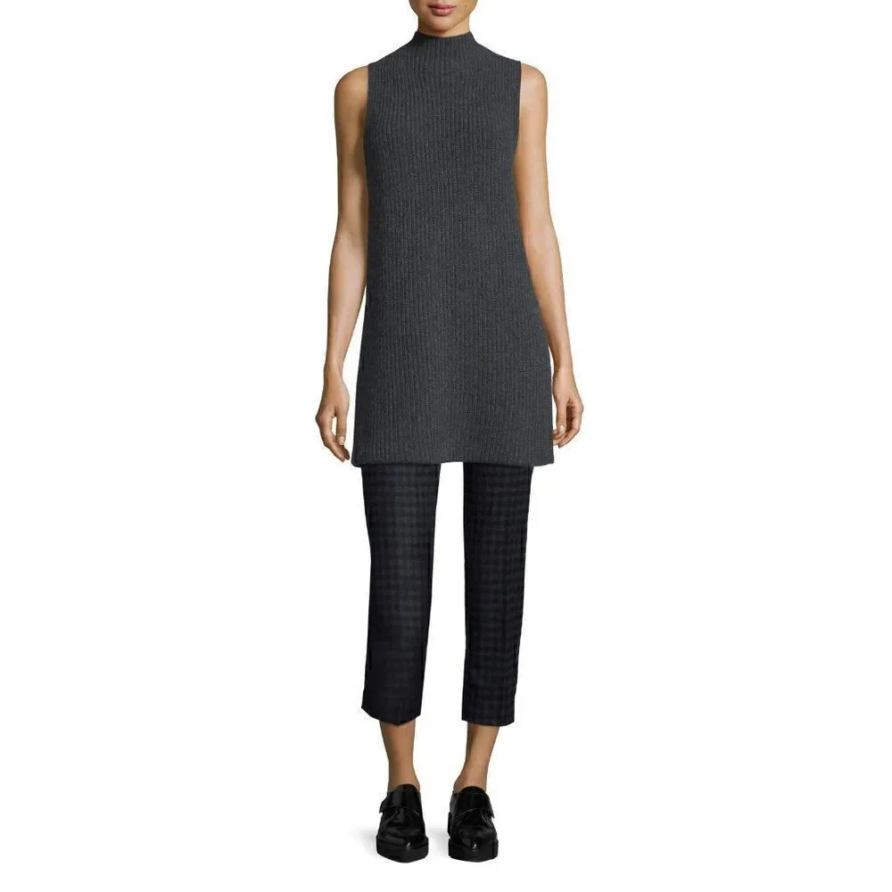 Theory Embree Charmant Mock-Neck Sleeveless Sweater in Dark Charcoal - Picture 1 of 10
